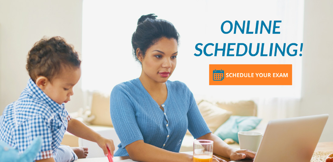 Patient scheduling online from home for easy and quick diagnostic imaging appointment booking.